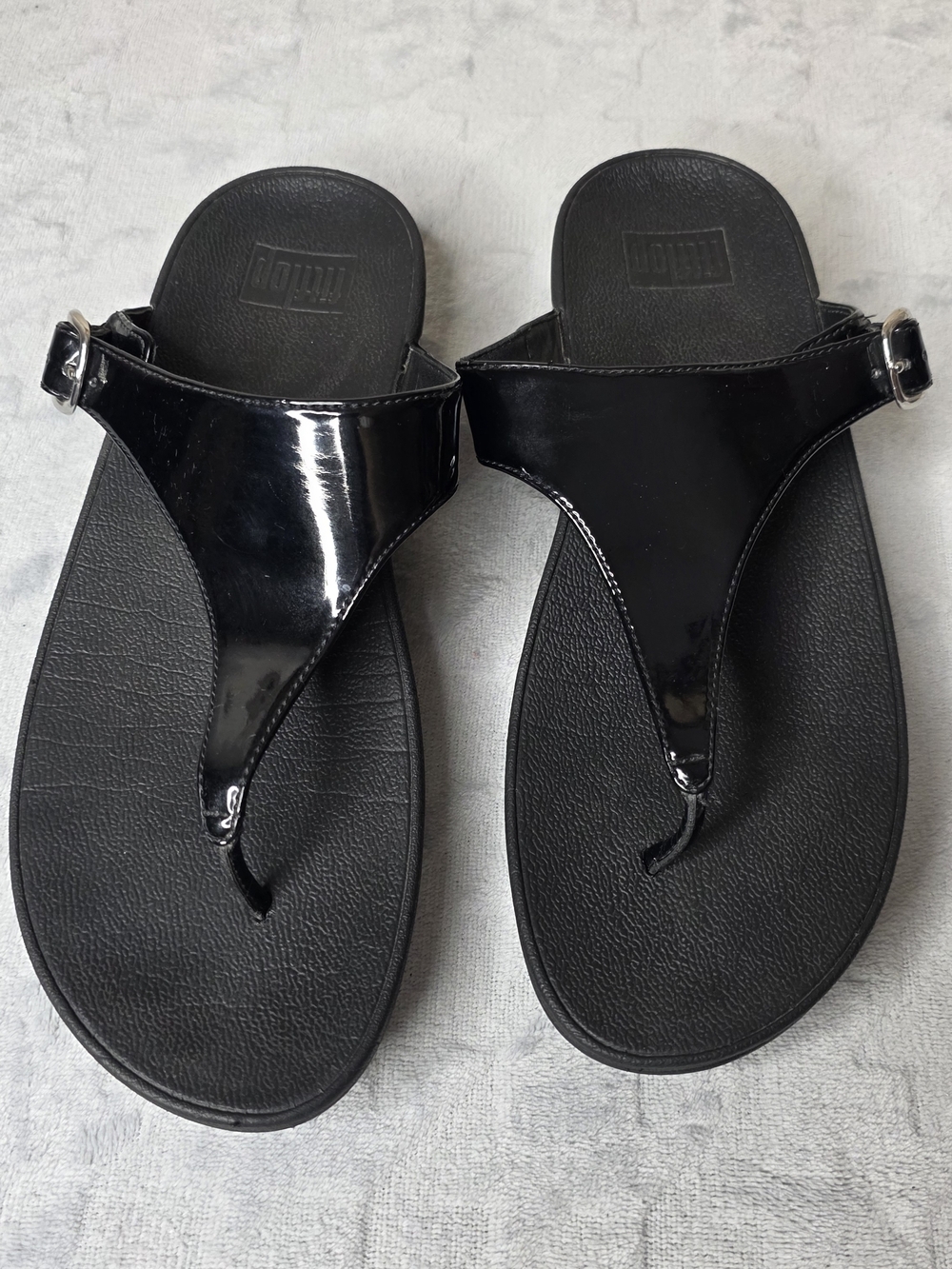 Fitflop Black Leather Slide Sandals Womens Sz 10